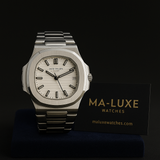 Patek Philippe Luxury Watch – White Dial with Silver Stainless Steel Strap | FREE GIFT BOX 🎁
